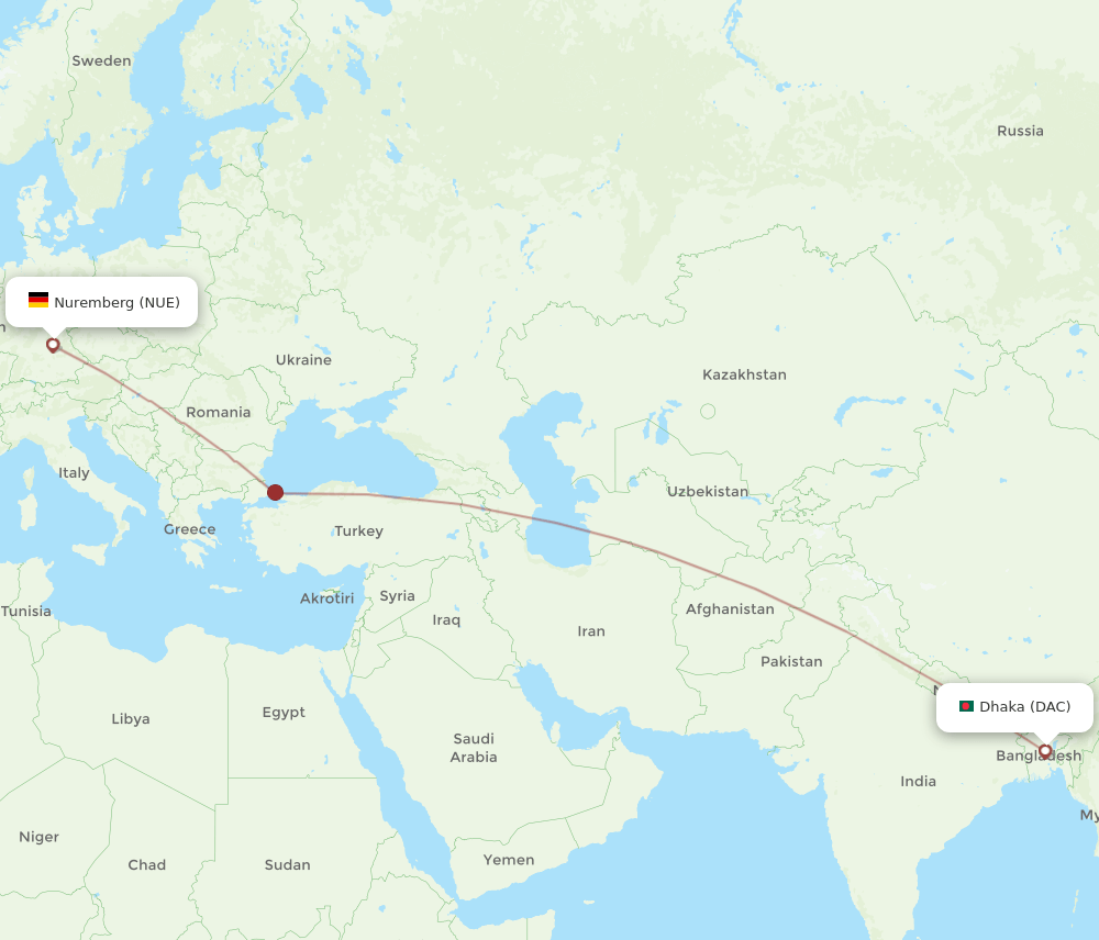 DAC-NUE flight routes