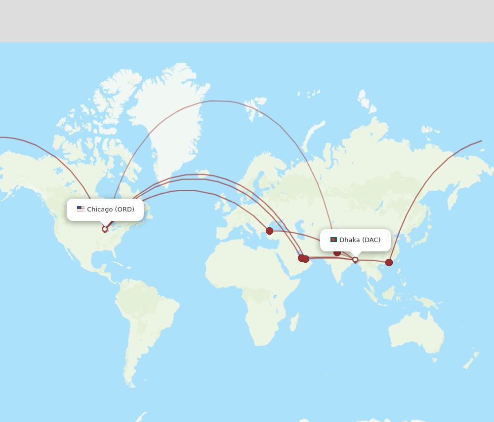 DAC-ORD flight routes