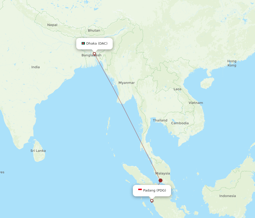 DAC-PDG flight routes