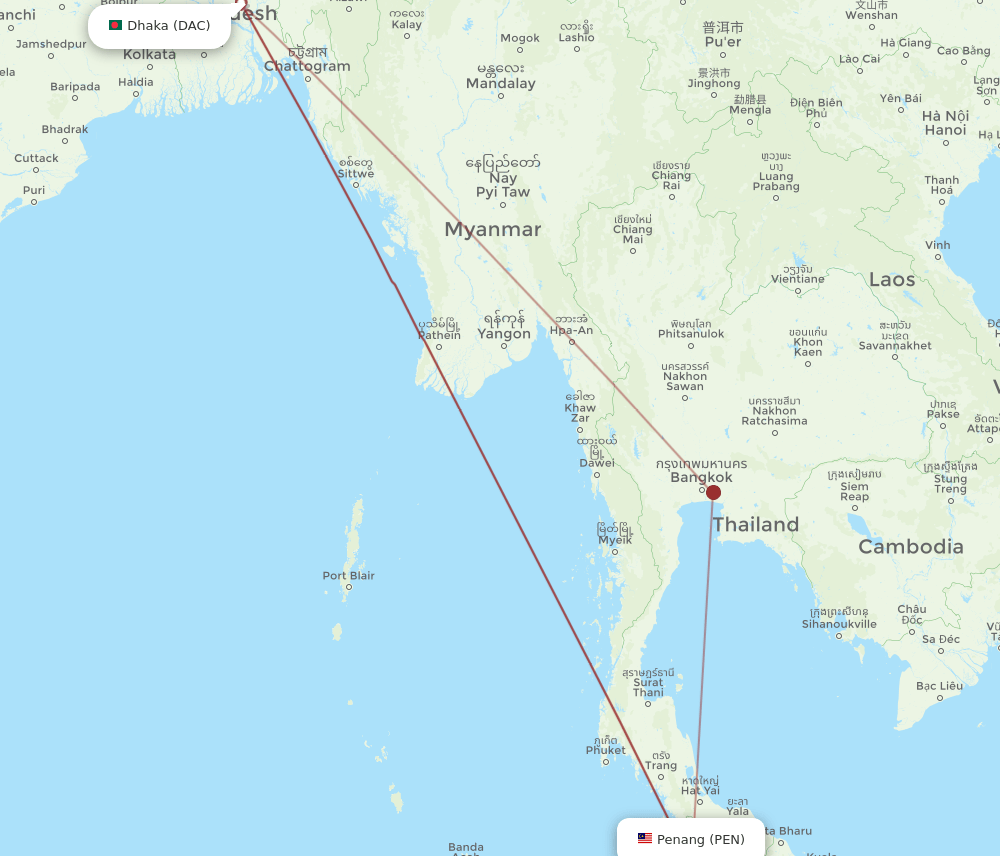 DAC-PEN flight routes