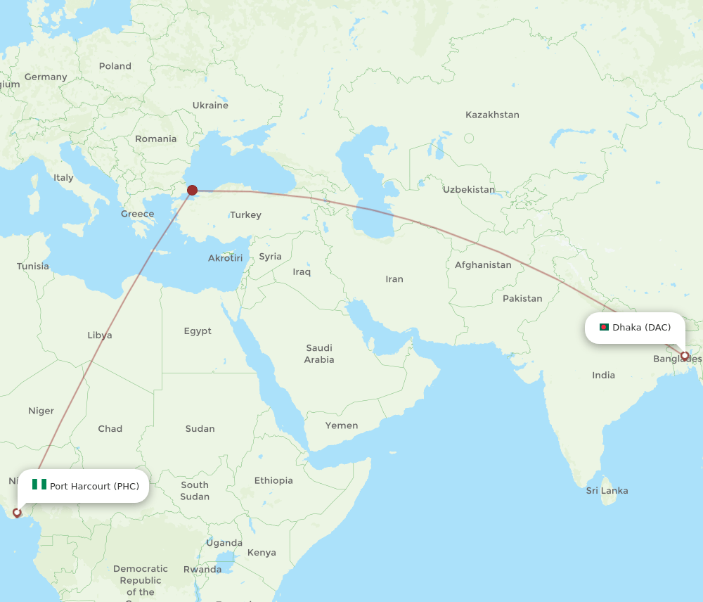 DAC-PHC flight routes