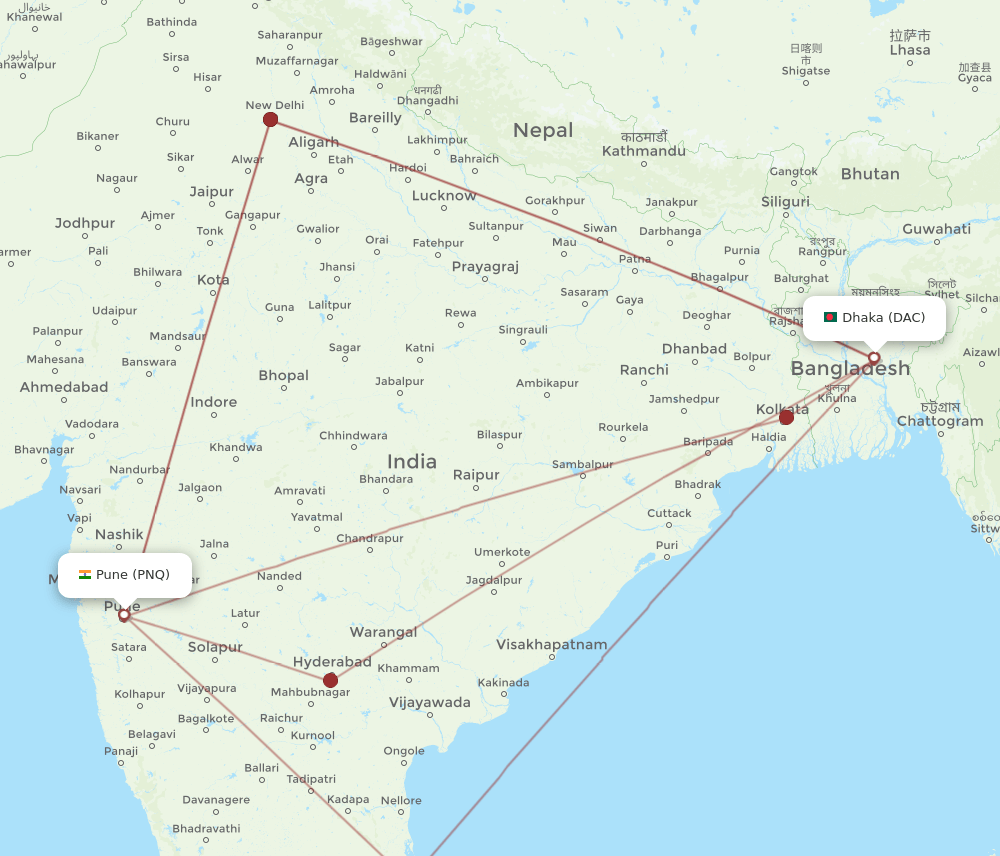 DAC-PNQ flight routes