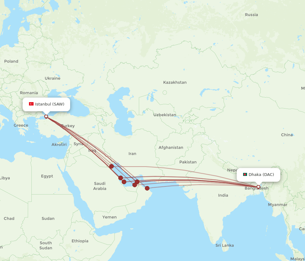 DAC-SAW flight routes