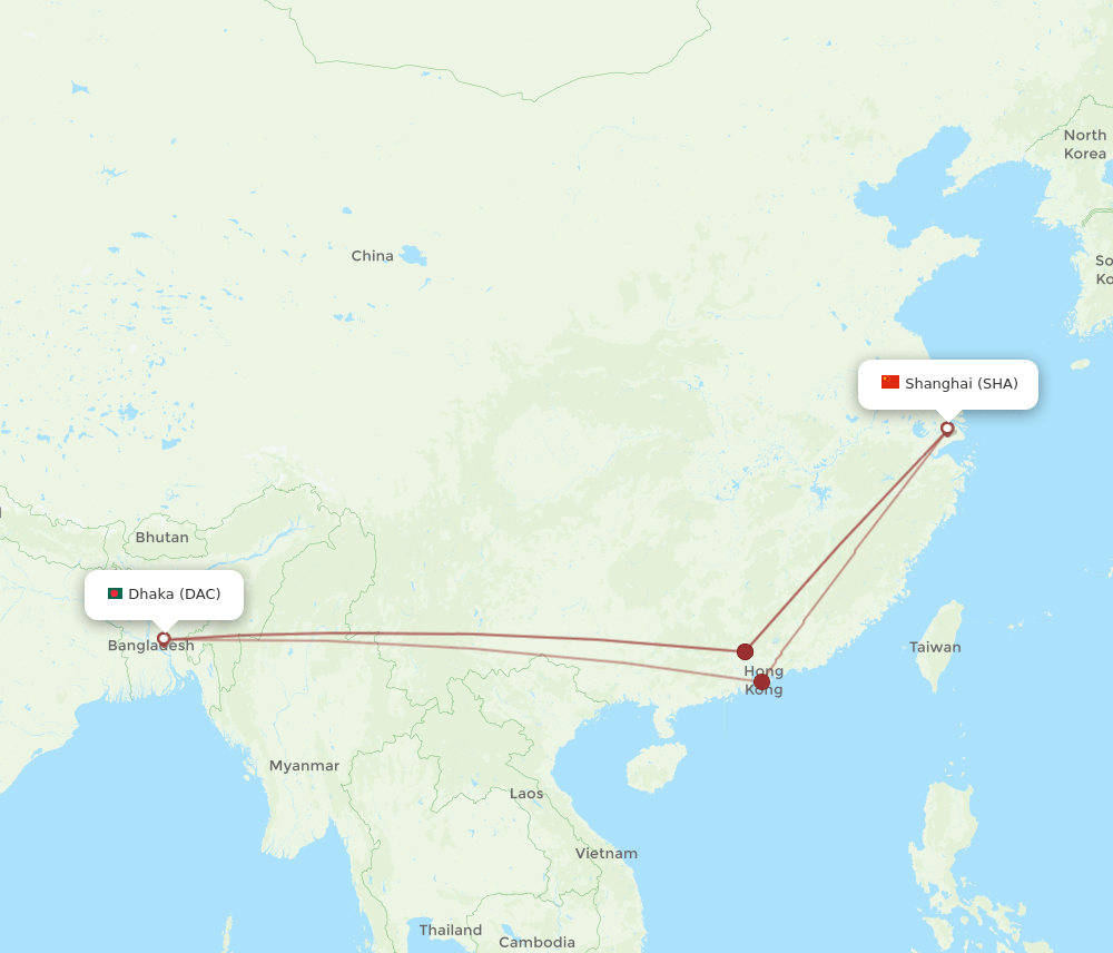 DAC-SHA flight routes