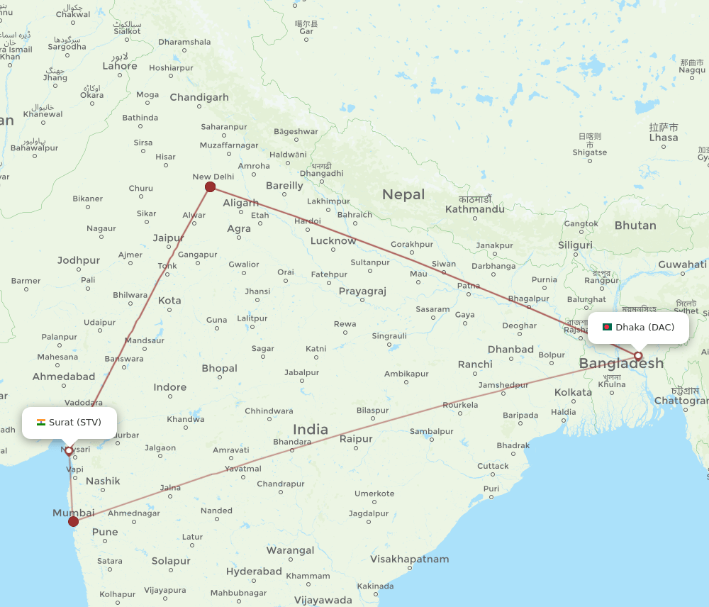DAC-STV flight routes