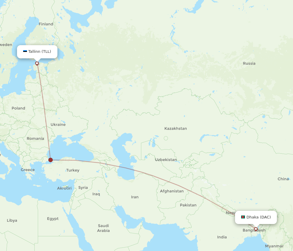 DAC-TLL flight routes