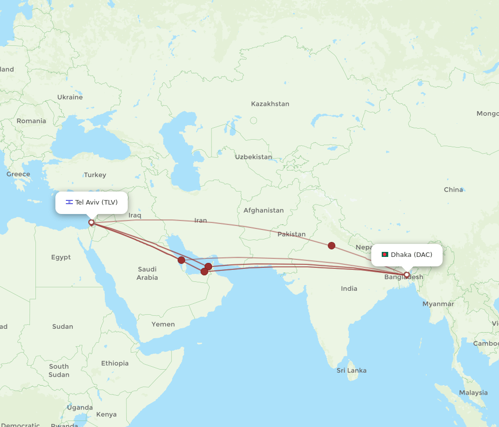 DAC-TLV flight routes