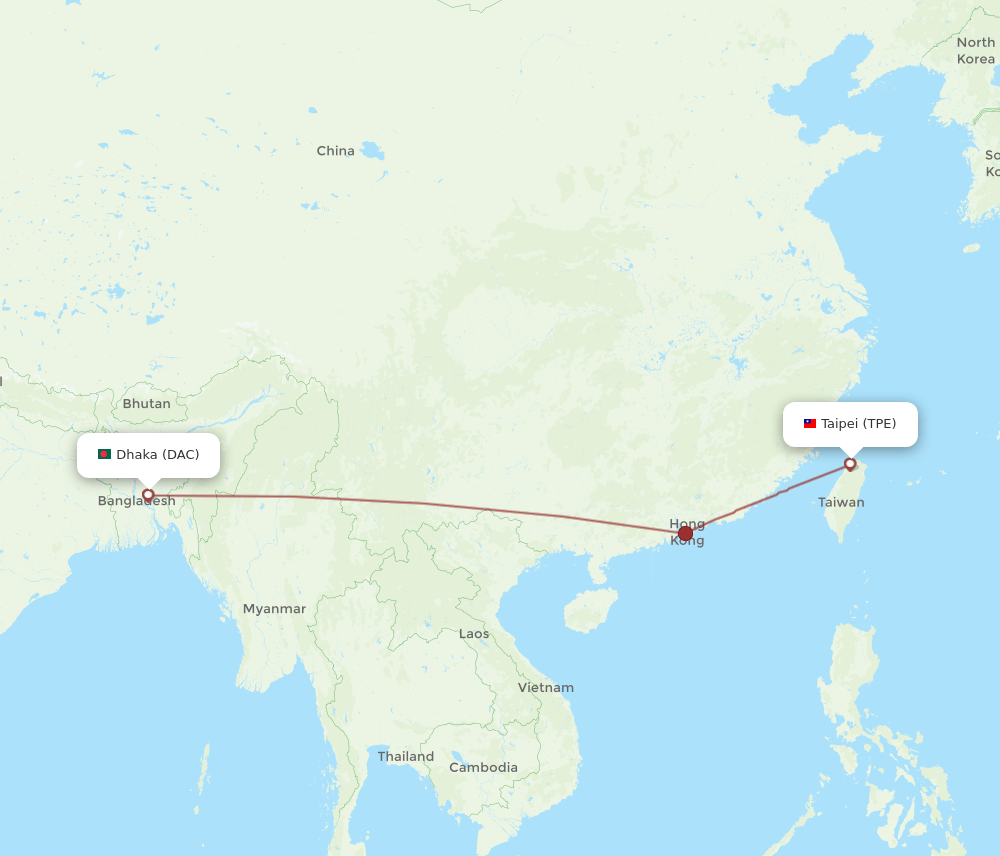 DAC-TPE flight routes