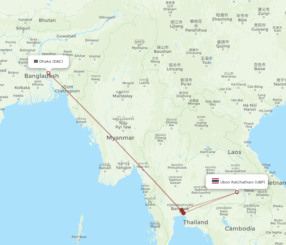 DAC-UBP flight routes