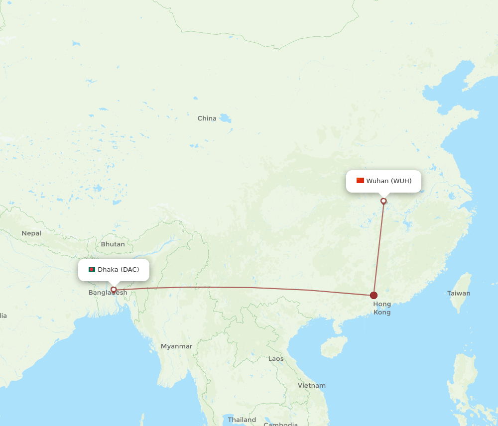DAC-WUH flight routes