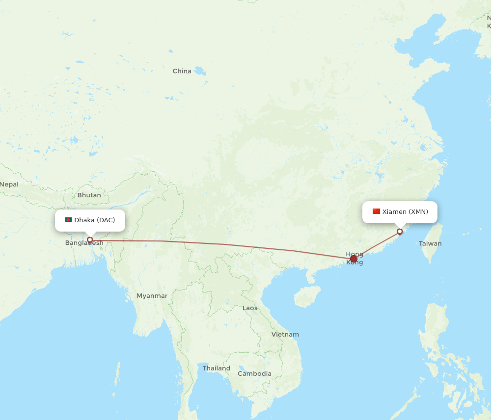 DAC-XMN flight routes