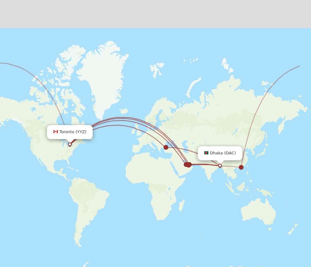 DAC-YYZ flight routes