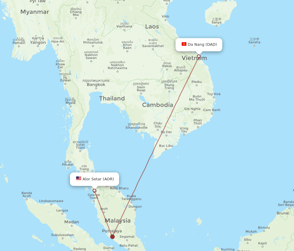 DAD-AOR flight routes
