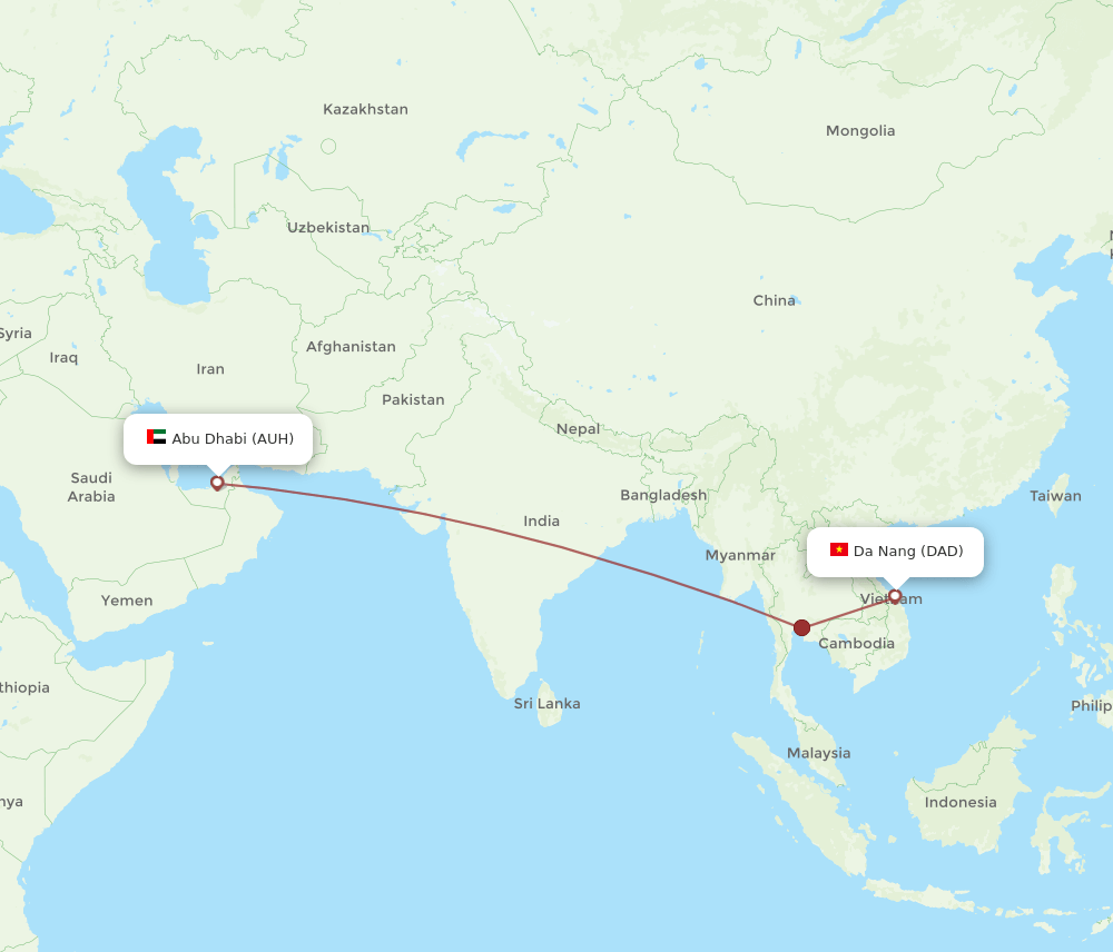 DAD-AUH flight routes
