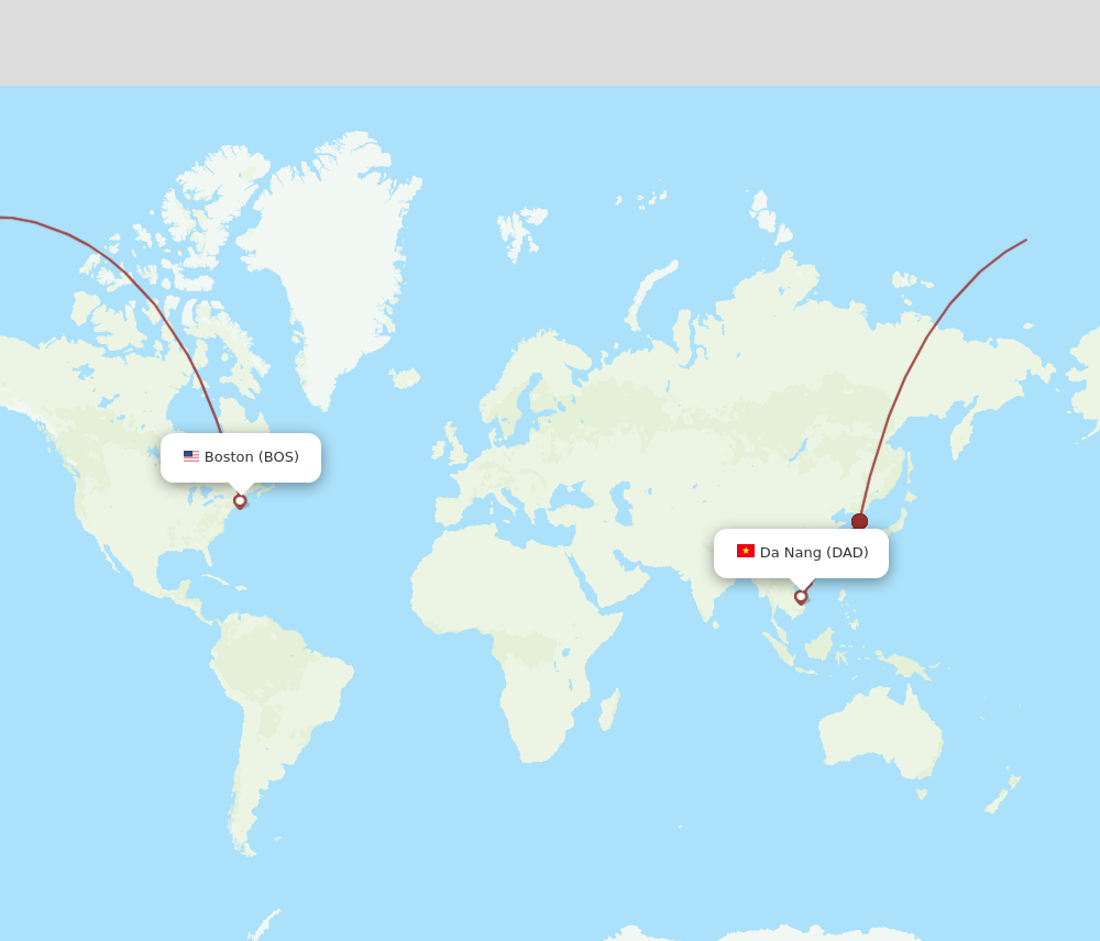 DAD to BOS flights and routes map