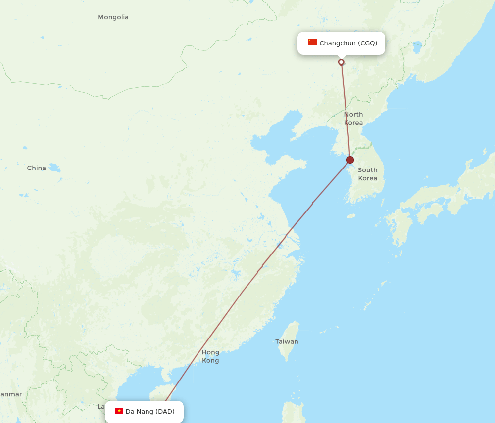 DAD to CGQ flights and routes map