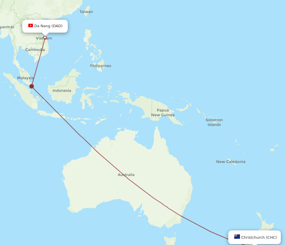 DAD-CHC flight routes
