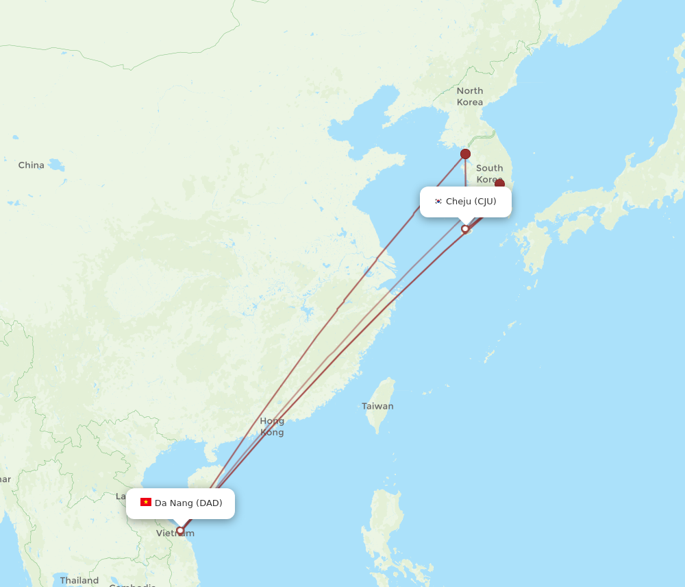 DAD to CJU flights and routes map