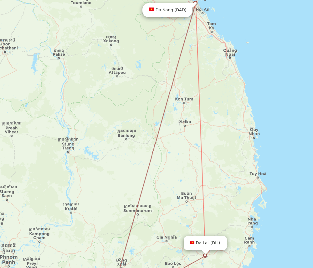 DAD-DLI flight routes