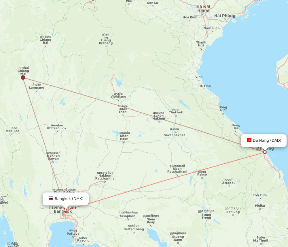 DAD to DMK flights and routes map