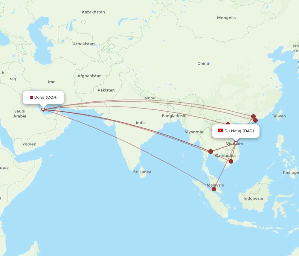 DAD-DOH flight routes