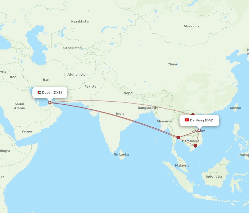 DAD-DXB flight routes