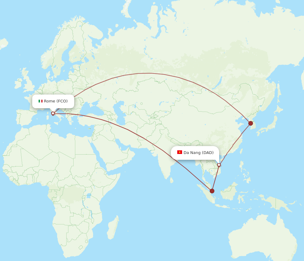 DAD-FCO flight routes
