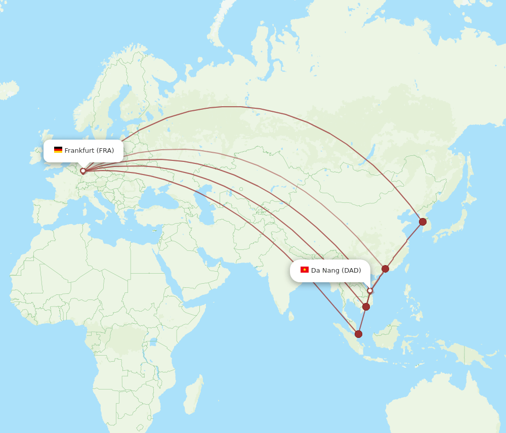 DAD-FRA flight routes