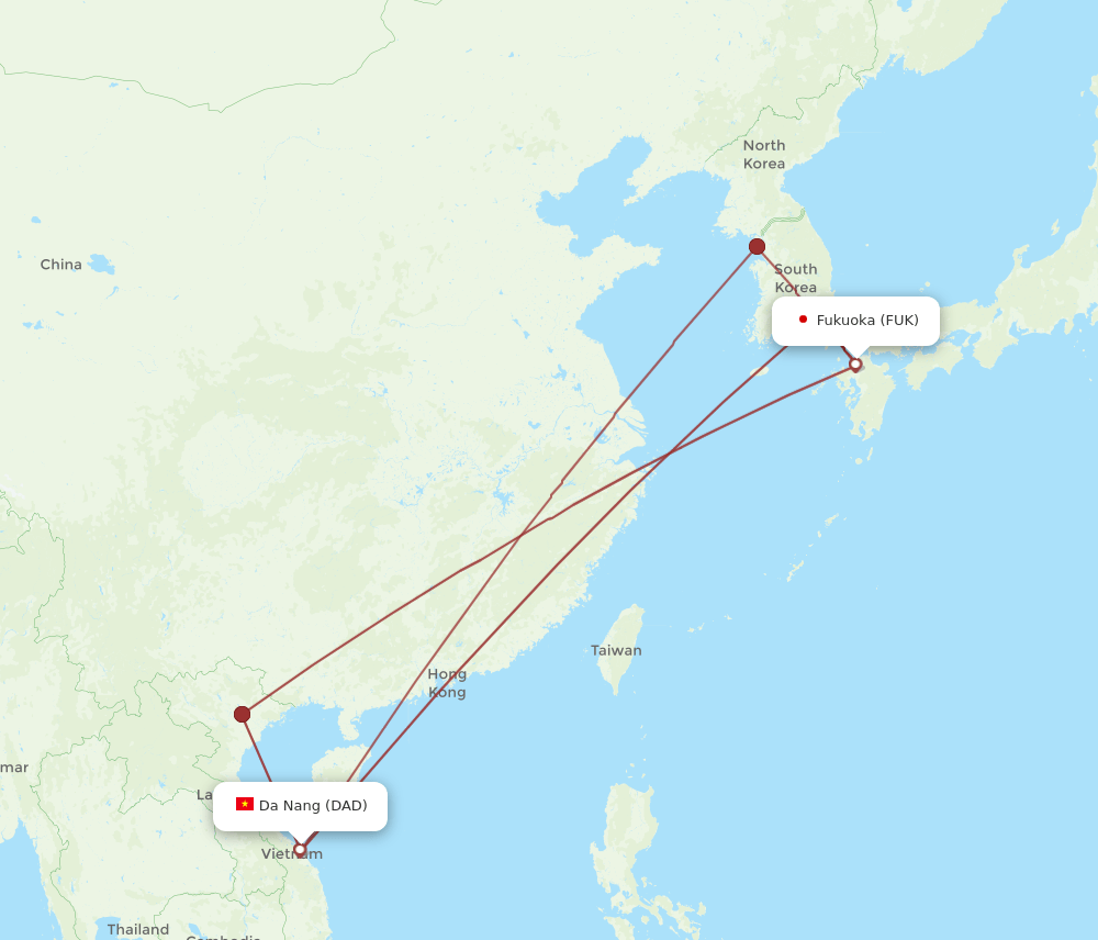 DAD to FUK flights and routes map