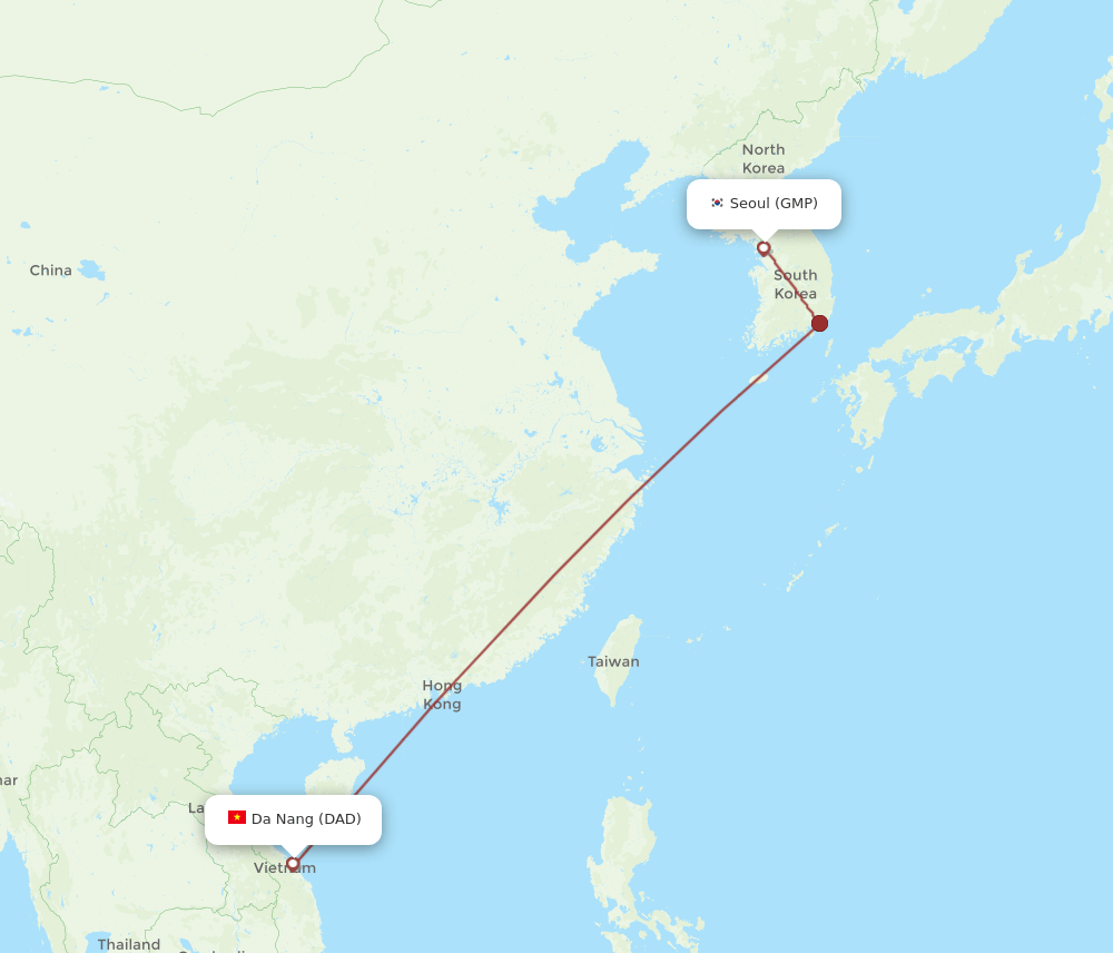 DAD to GMP flights and routes map