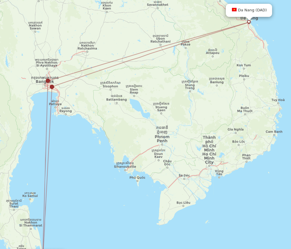 DAD-HDY flight routes