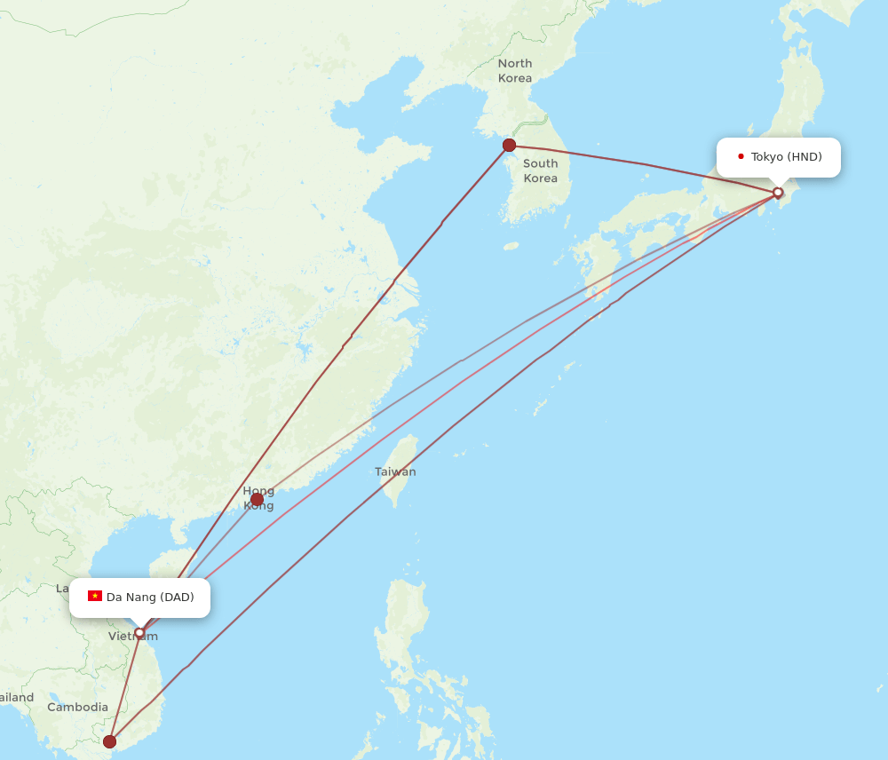 DAD-HND flight routes