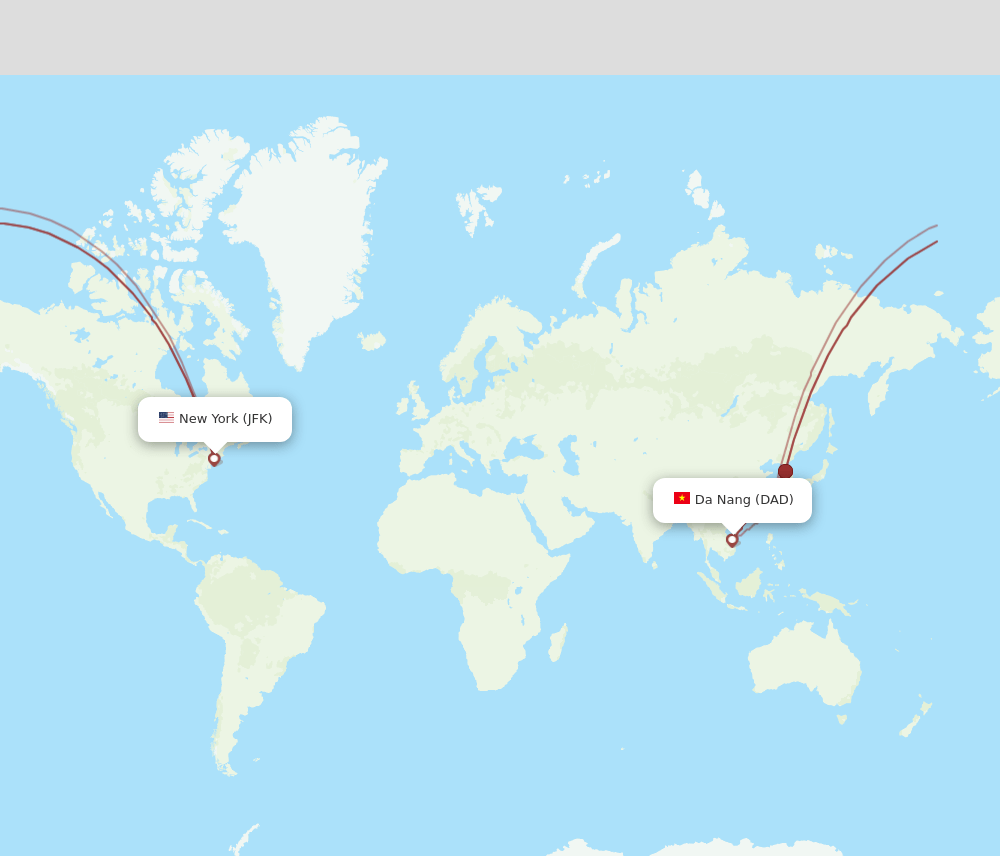 DAD to JFK flights and routes map