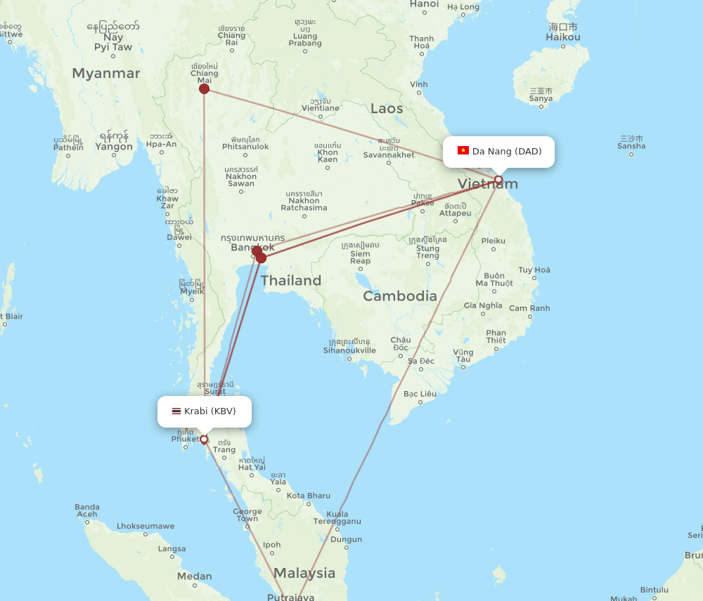 DAD to KBV flights and routes map