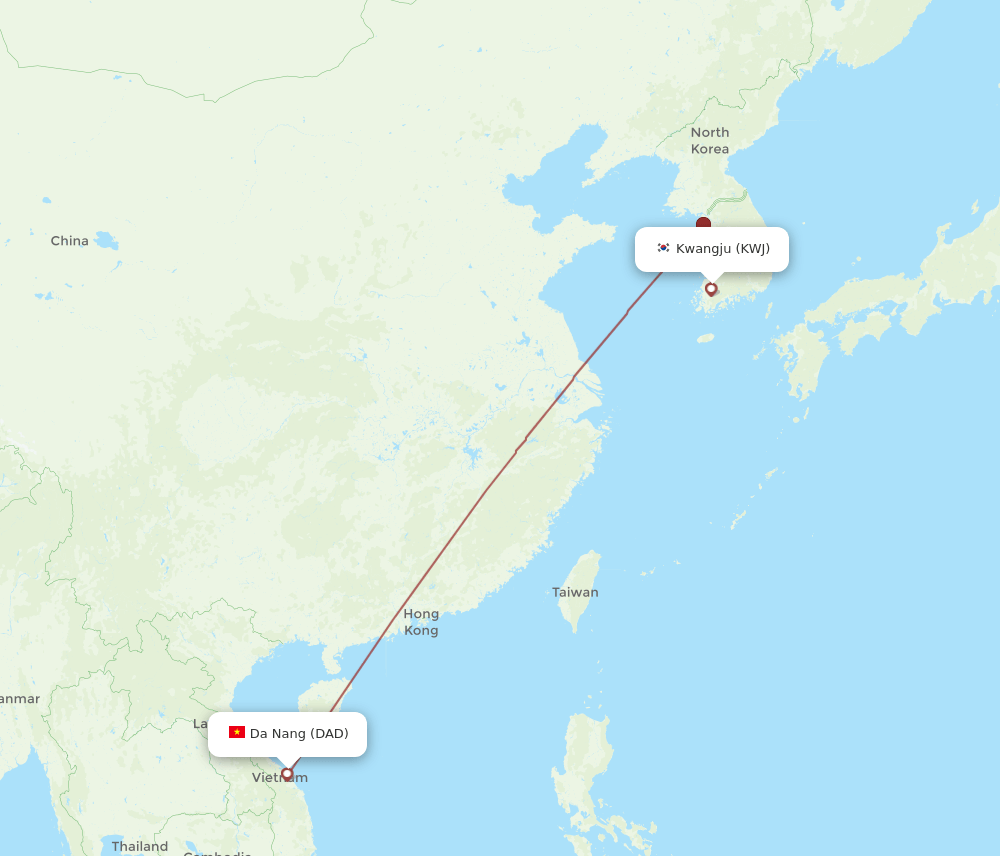 DAD-KWJ flight routes