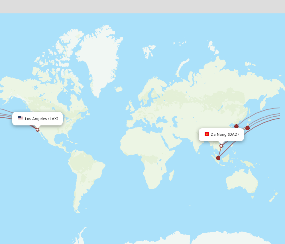 DAD to LAX flights and routes map