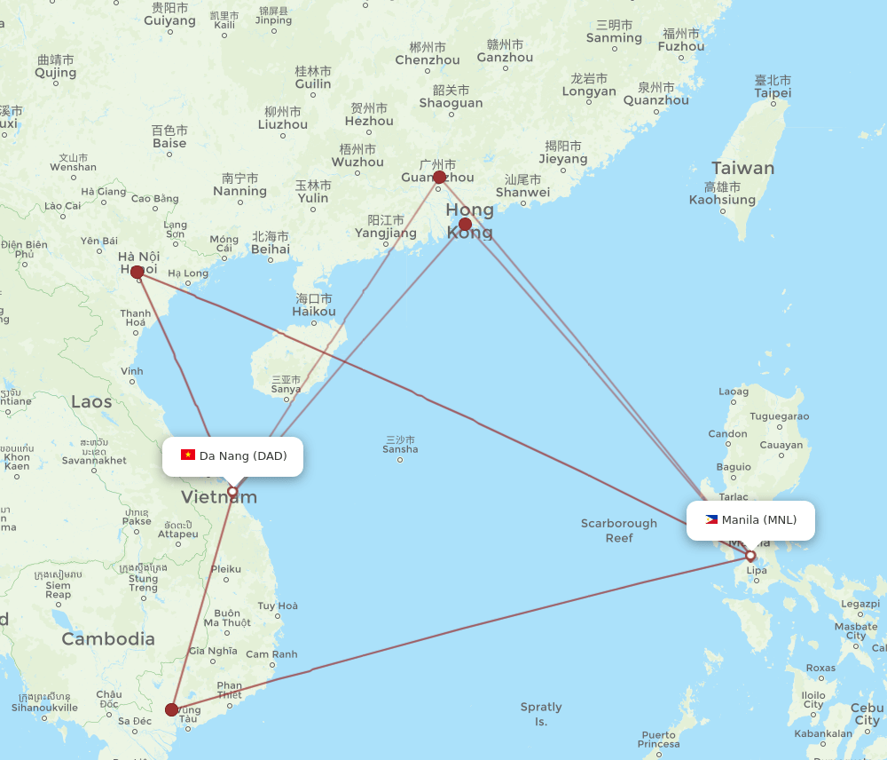 DAD-MNL flight routes