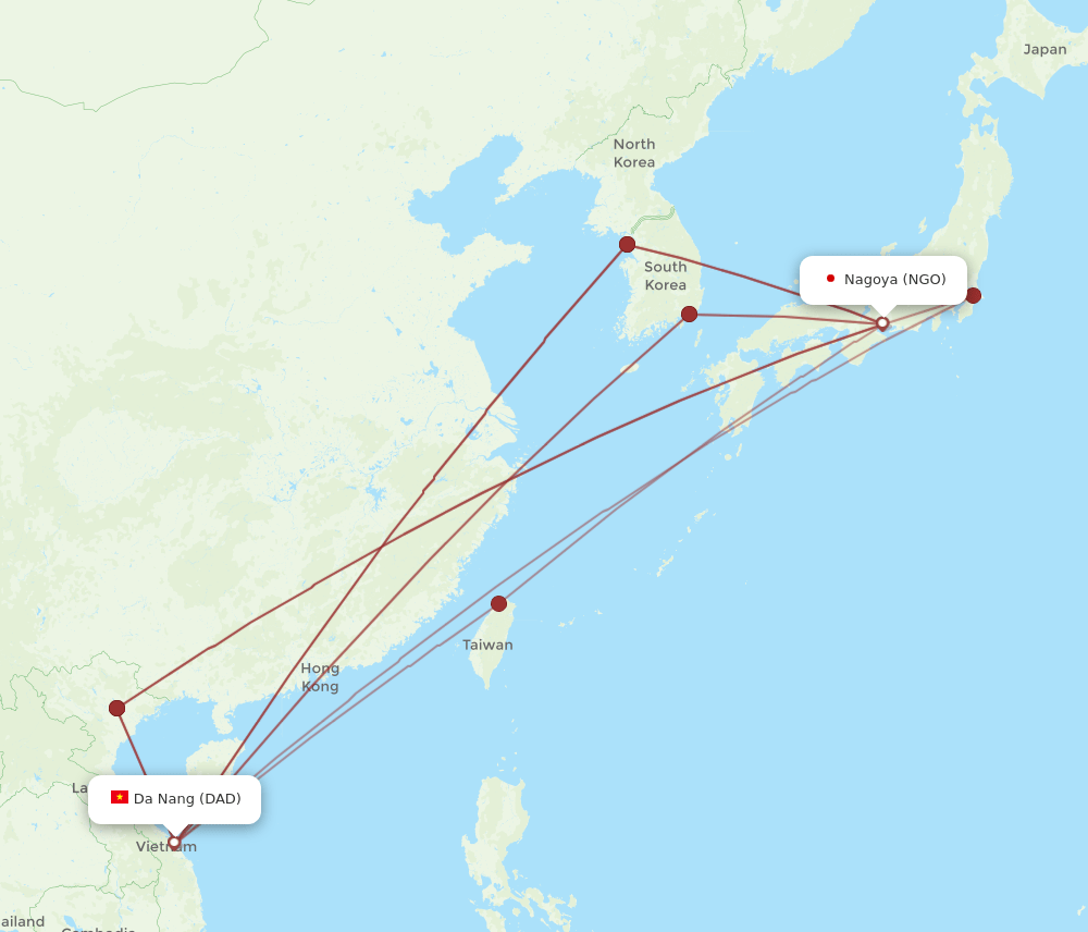 DAD-NGO flight routes
