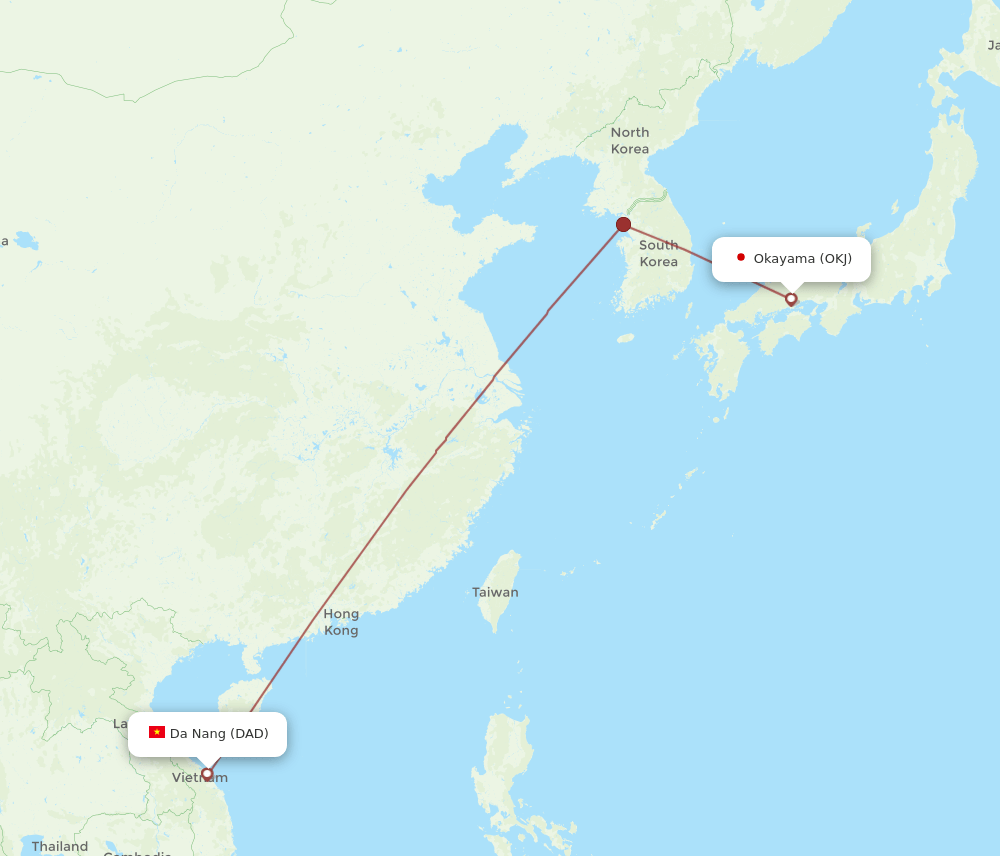 DAD-OKJ flight routes