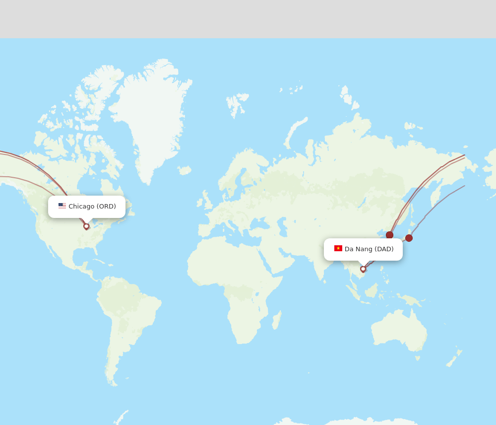 DAD to ORD flights and routes map