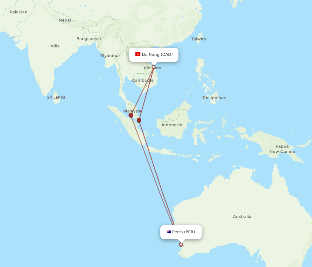 DAD-PER flight routes