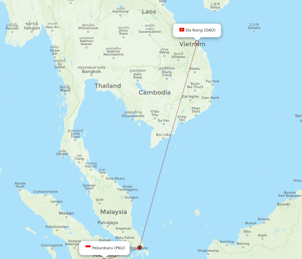 DAD to PKU flights and routes map