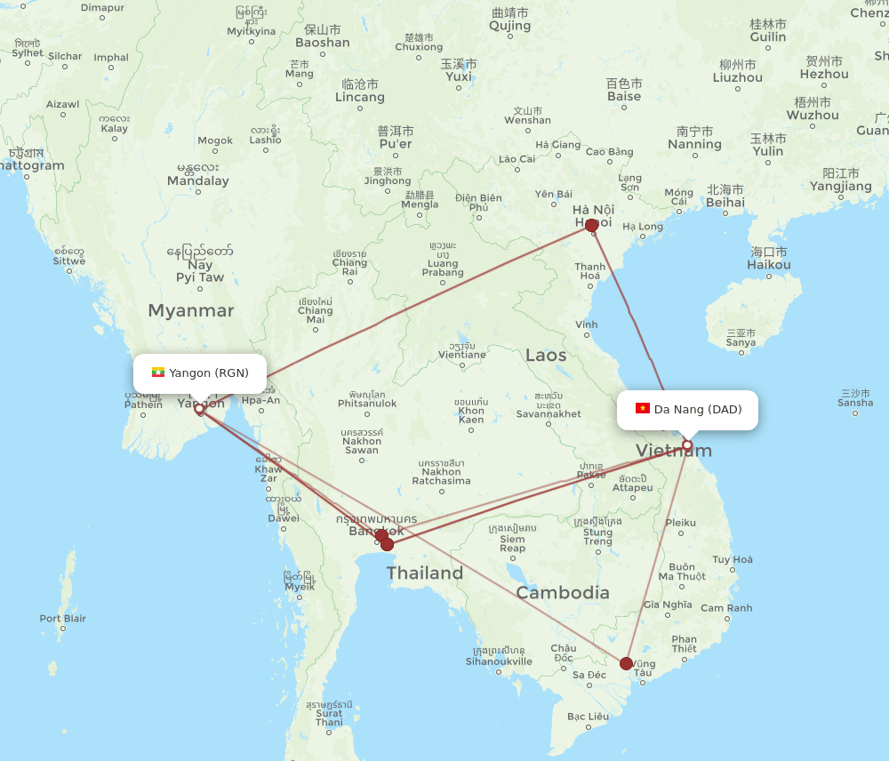 DAD-RGN flight routes