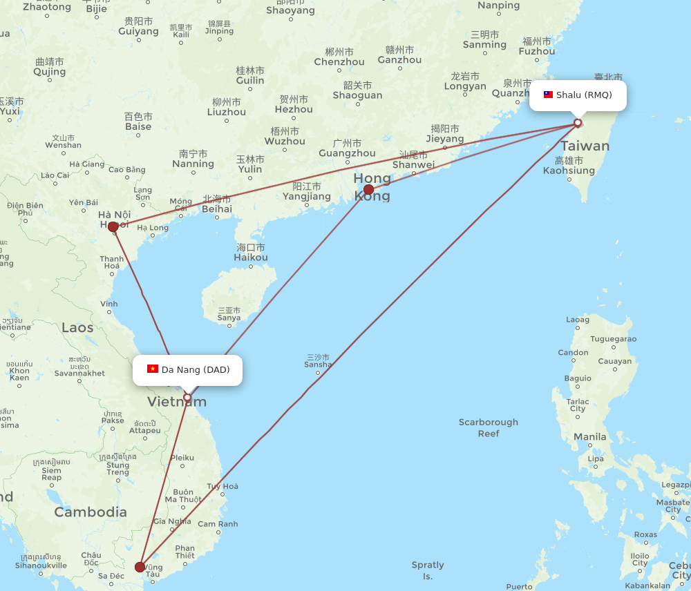 DAD to RMQ flights and routes map