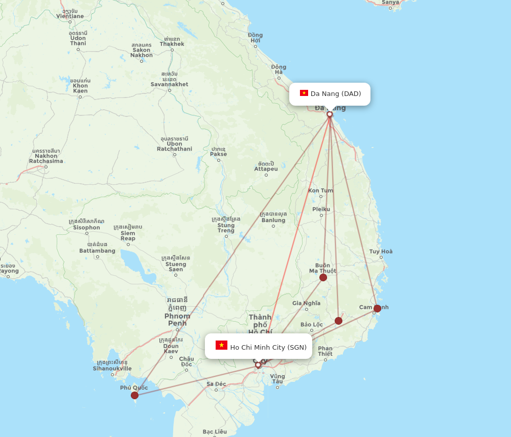 DAD to SGN flights and routes map