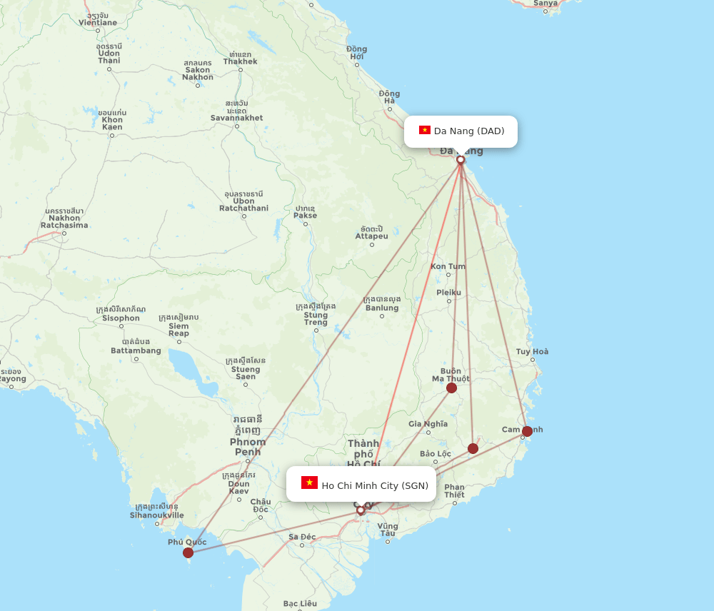 DAD-SGN flight routes