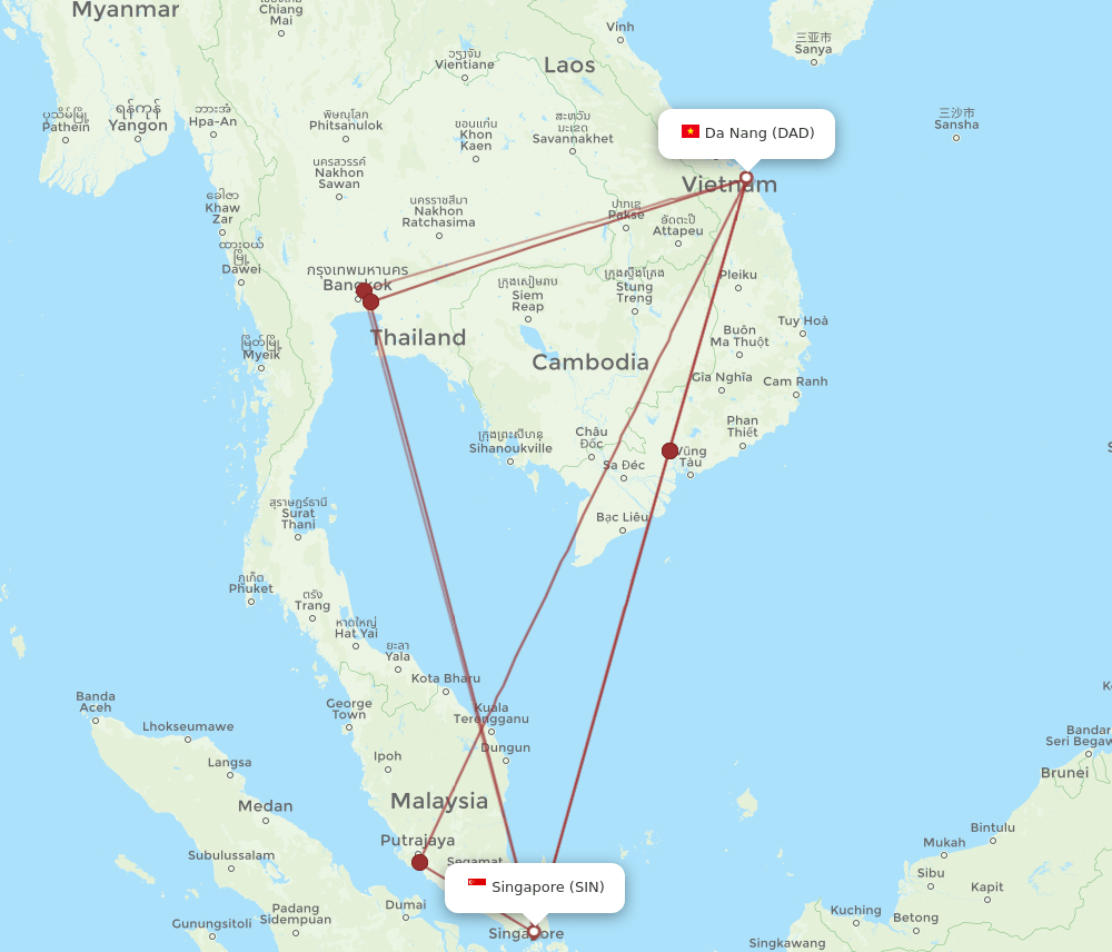 DAD-SIN flight routes