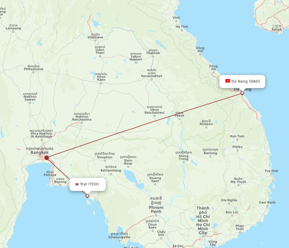 DAD to TDX flights and routes map