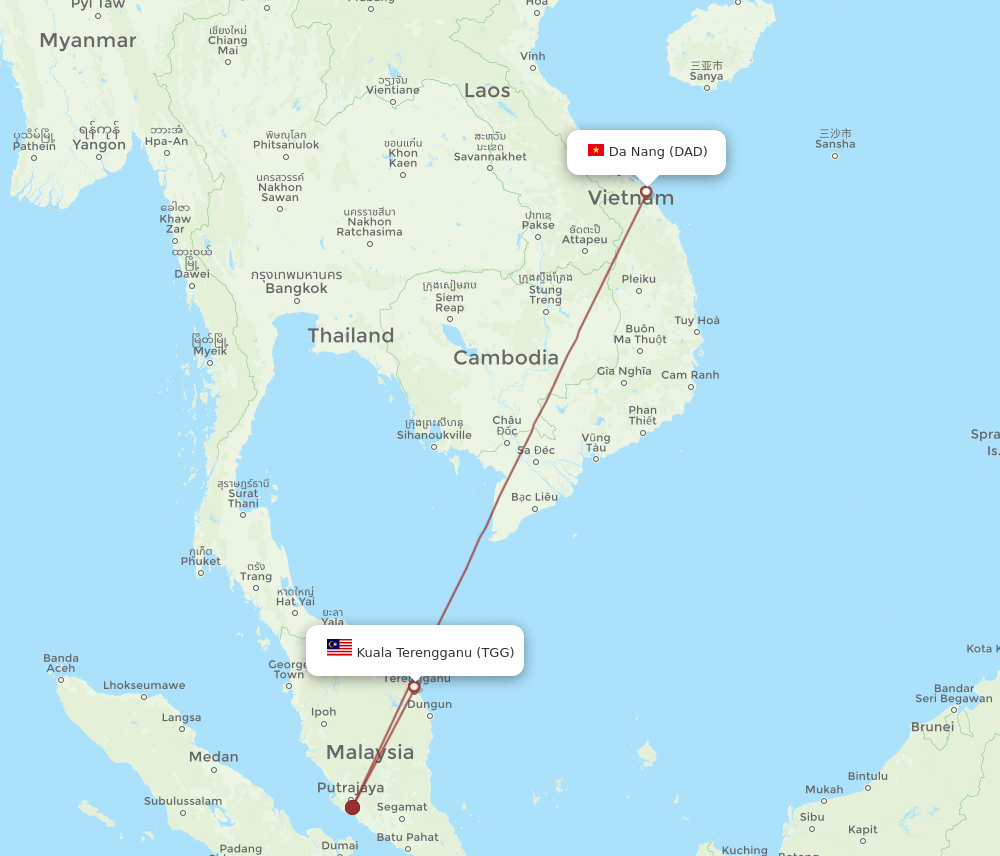 DAD-TGG flight routes