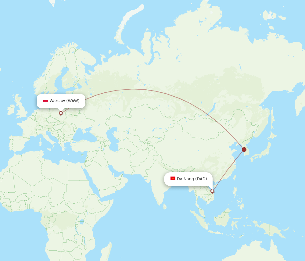 DAD-WAW flight routes